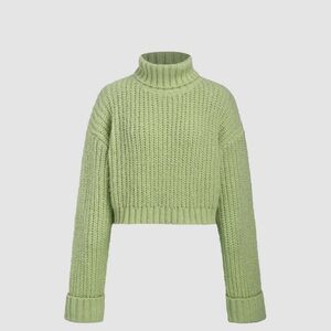CIDER Cozy Green Knit Turtleneck Sweater